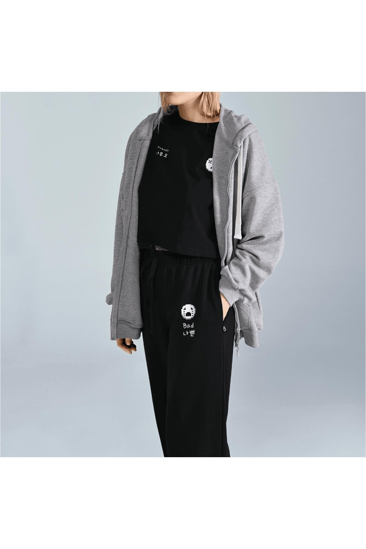 Sheforshe Ss23 210262 Kadın Fermuarlı Sweatshirt Gri Melanj Yeni Seri L-Xl