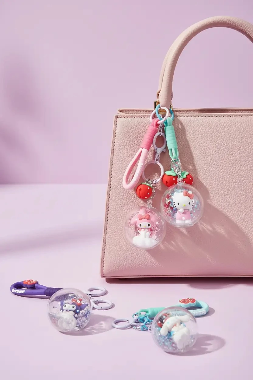 Sanrio Lisanslı Çilek Serisi Anahtarlık – Kuromi Cinnamoroll Figürlü Şık Tasarım 21 Cm