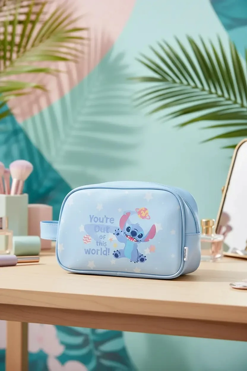 Disney Lisanslı Stitch Kozmetik Çantası – Taşıma Saplı ve Geniş Hacimli