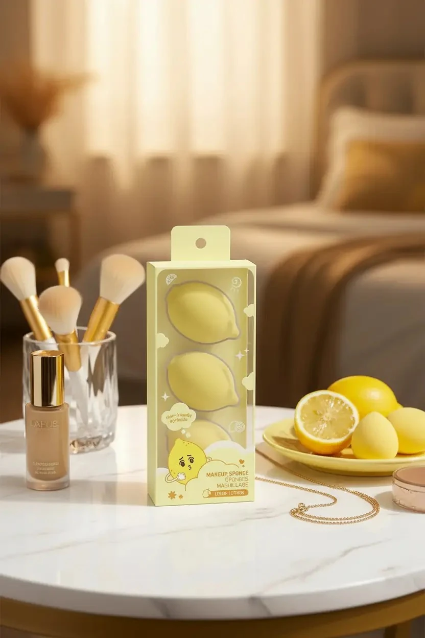 Miniso Lisanslı Eğlenceli Meyve Serisi Limon Temalı Makyaj Süngeri Seti – Yumuşak ve Kusursuz Uygulama