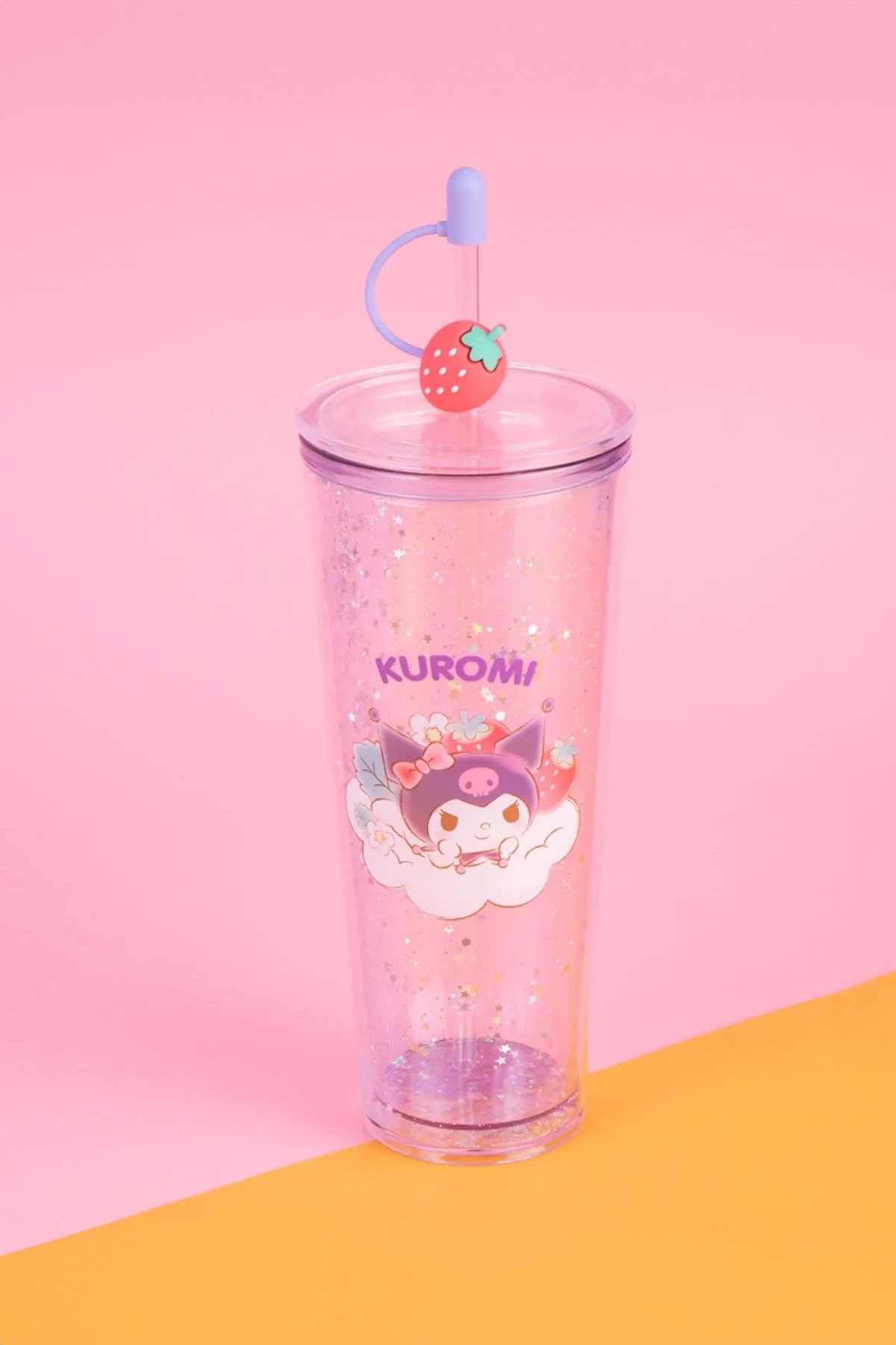 Sanrio Lisanslı Çift Cidarlı Pipetli Plastik Şişe (800ml) -  Kuromi