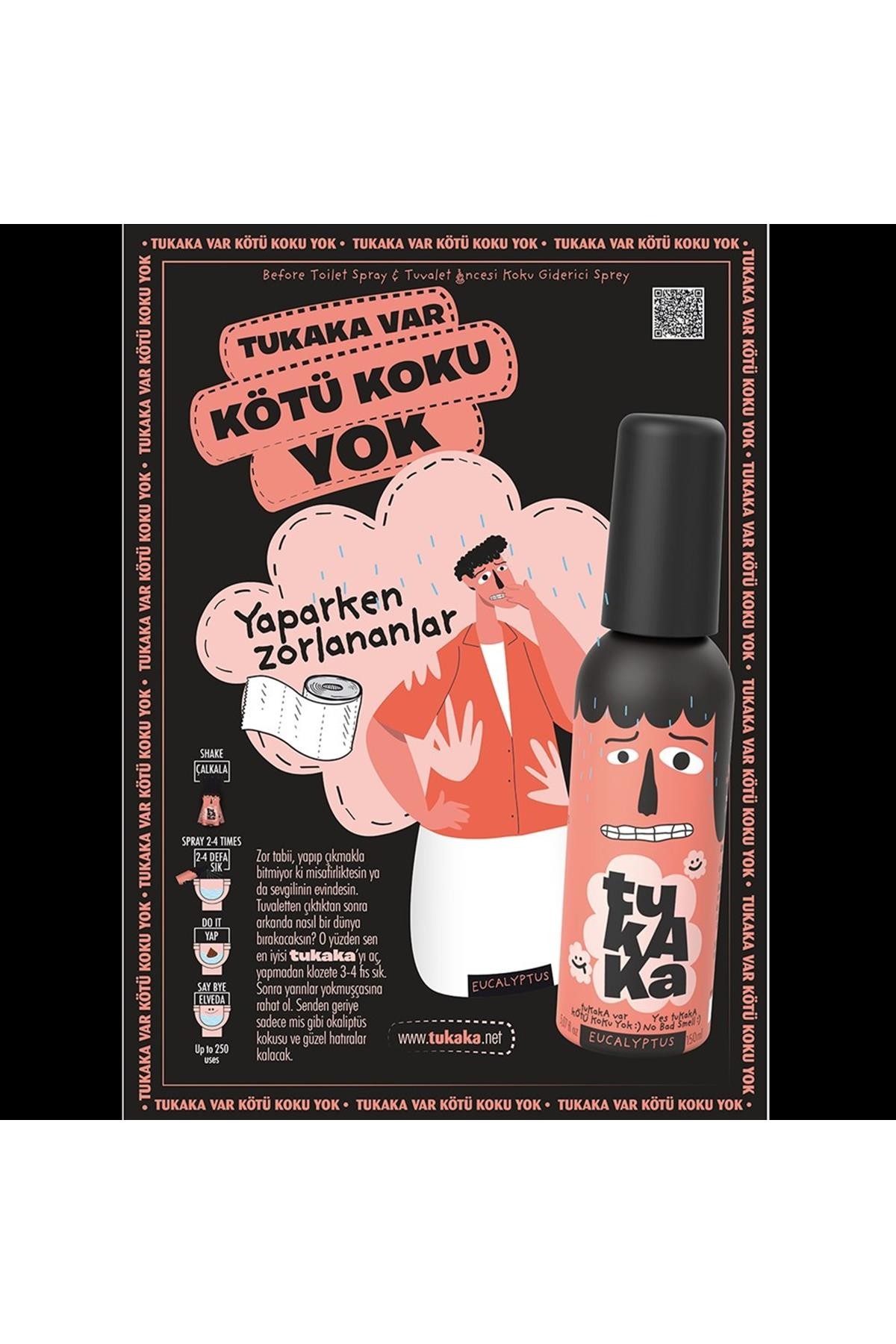 Tukaka Eucalyptus Koku Giderici Sprey Tuvalet Öncesi Banyo Ve Tuvalet Kokusu 150 Ml