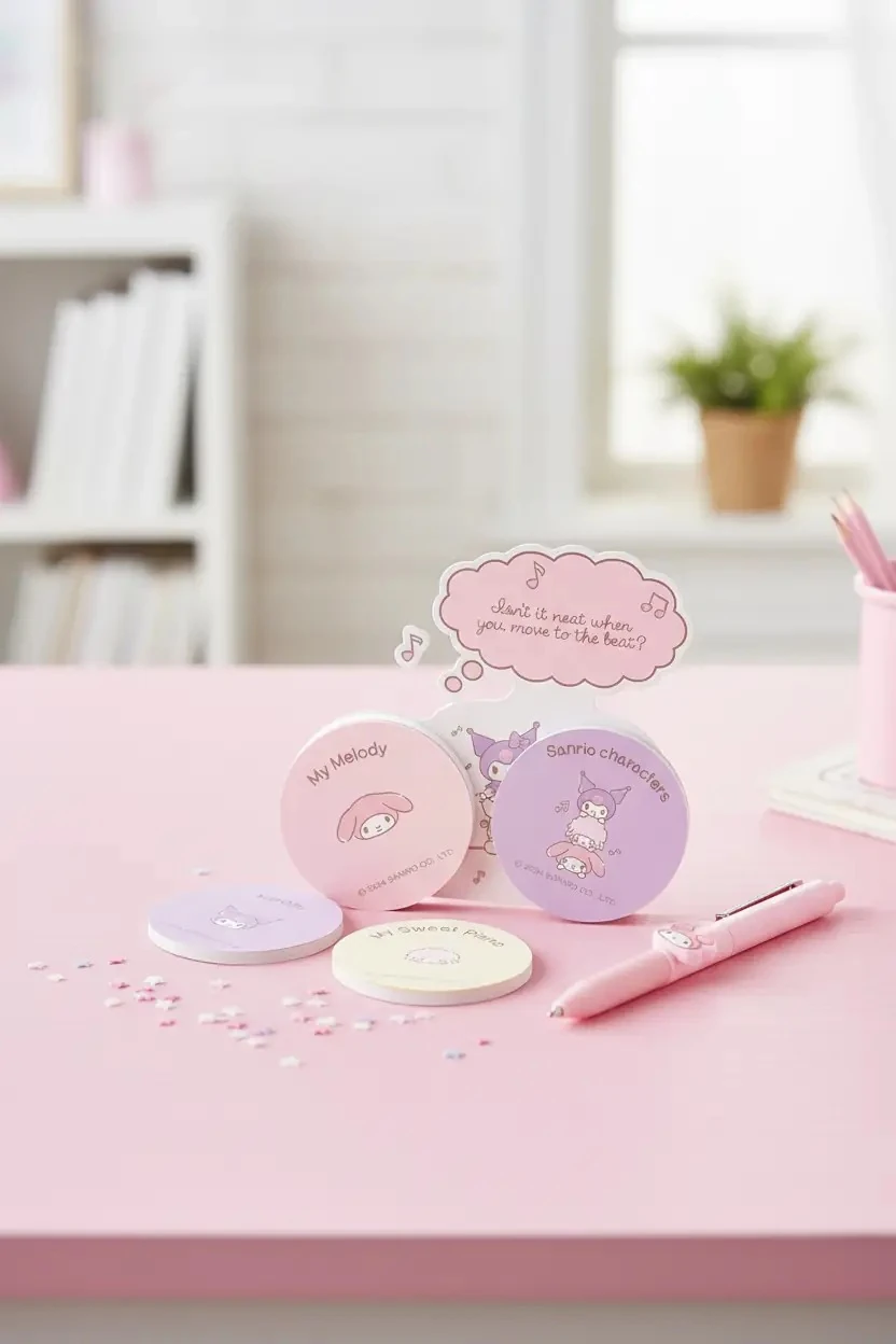 Sanrio Lisanslı Karakterler Yuvarlak Yapışkan Mini Notlar – 80 Yaprak