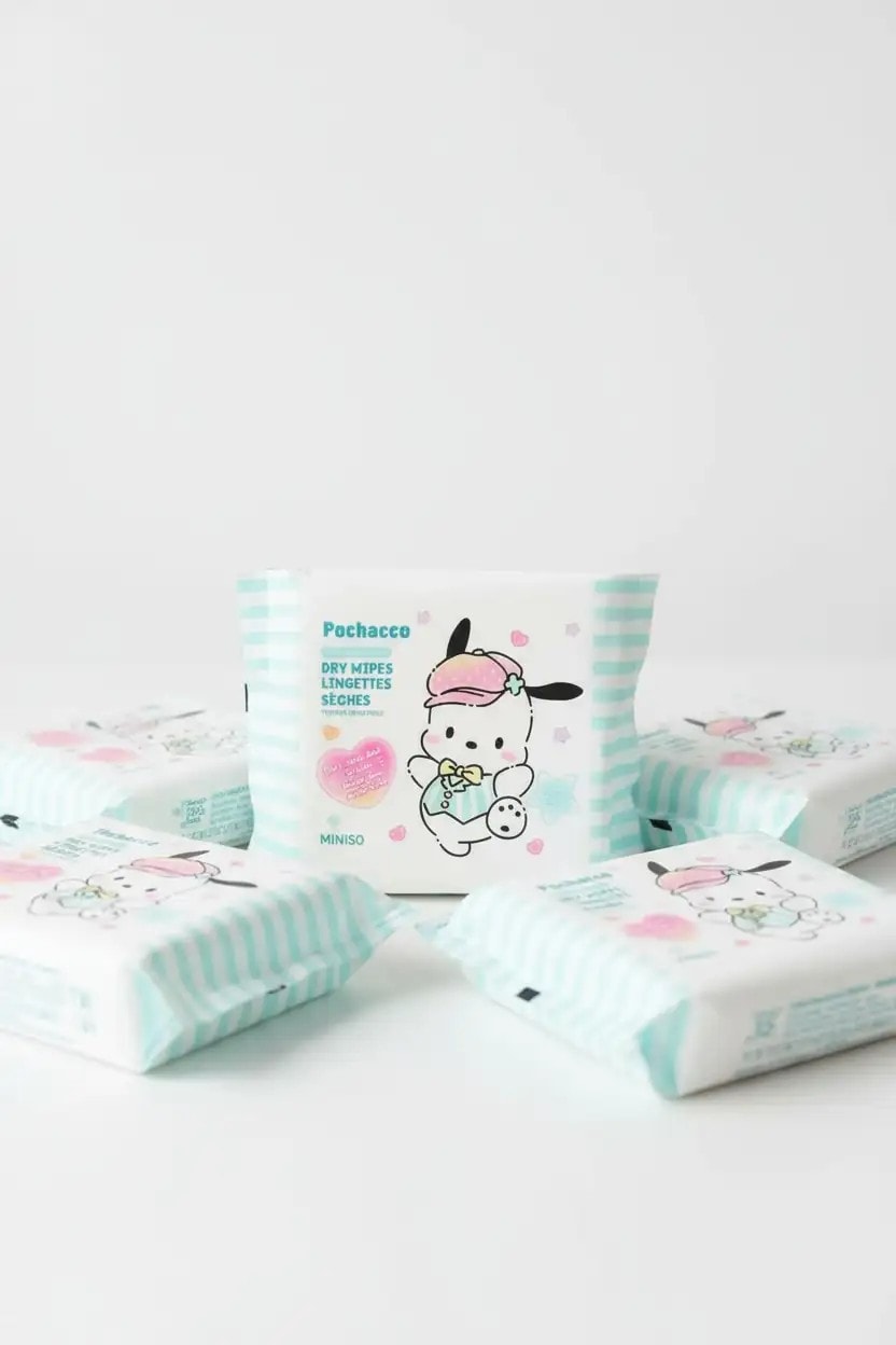 Sanrio Lisanslı Pochacco  İnci Dokulu Kuru Mendil (25 Mendil)