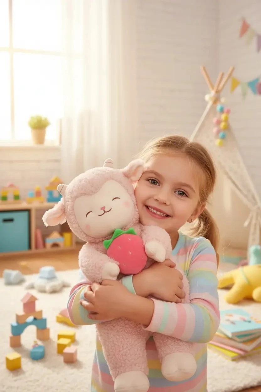 Tembel Koyun Peluş Yumuşak Bebek Çilekli