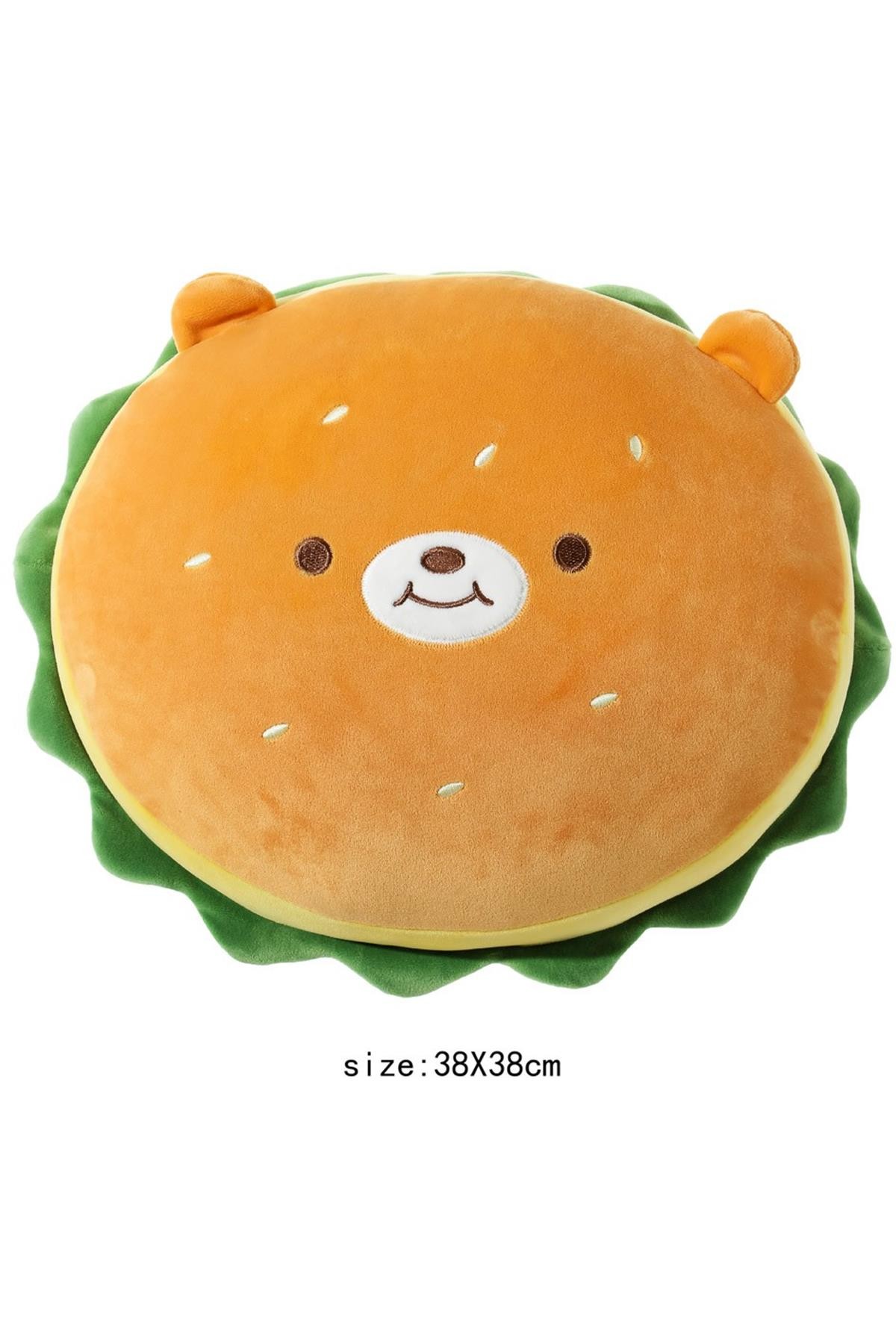 Yiyecek Serisi Shiba Inu Peluş Yastık - Hamburger 38 Cm