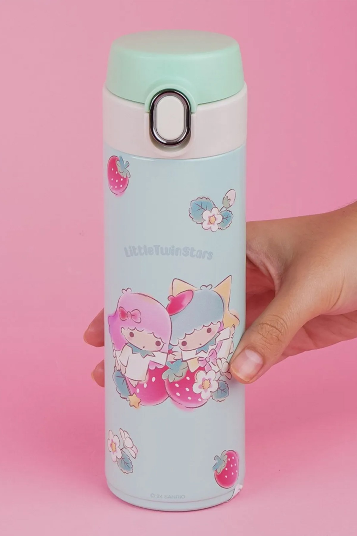 Sanrio Lisanslı Otomatik Kapaklı Termos (420ml) - Little Twin Stars