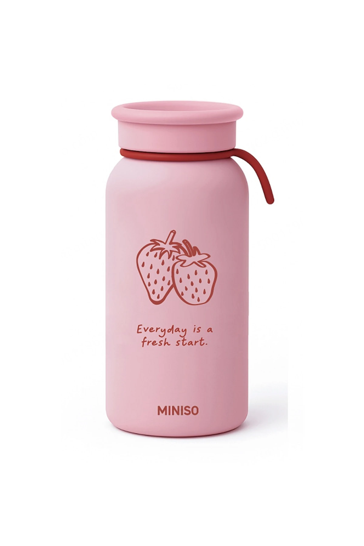 Miniso Lisanslı Çilek Serisi Askılı Çift Cidarlı Termos 400 Ml