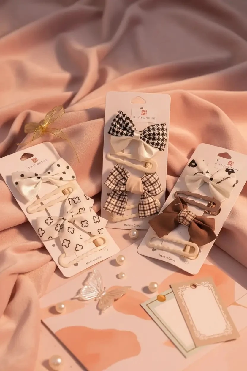 Fiyonk Desenli Çıt Çıt Tokalar – Zarif Ve Şık Saç Aksesuarı