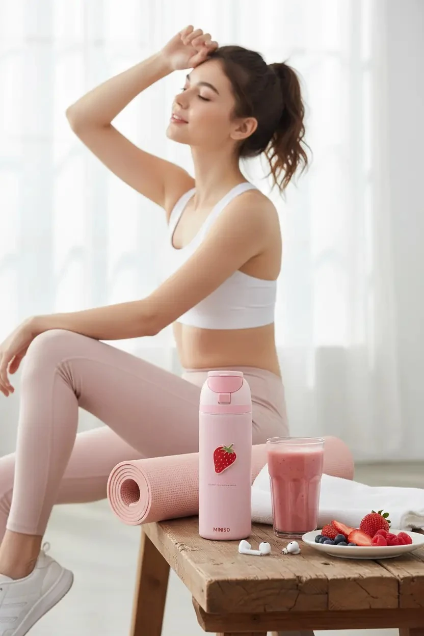 Strawberry Serisi Çift Cidarlı Açılır Kapaklı Paslanmaz Çelik Matara