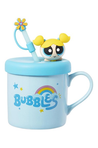 Powerpuff Girls Lisanslı  Süslemeli ve Pipetli Seramik Kupa