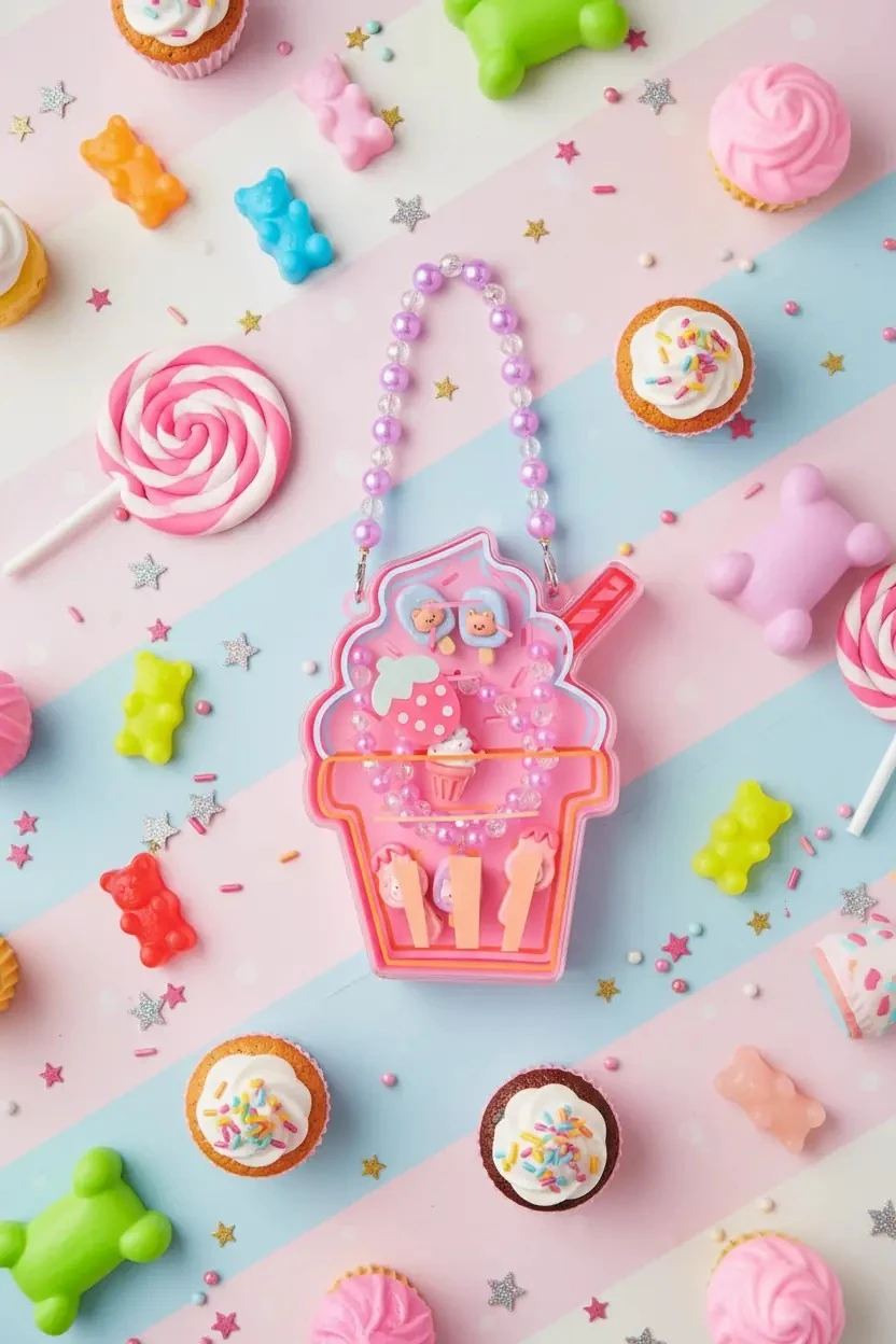 Lovely Serisi Küçük Dondurma Figürlü Toka Seti