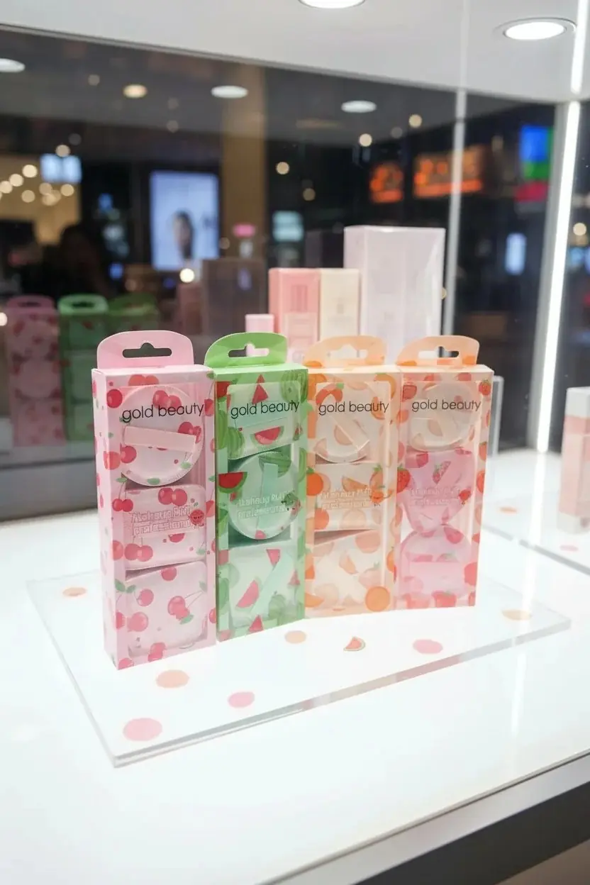 MINISO Meyve Desenli Makyaj Pudra Süngeri Seti – Yumuşak Dokulu Pürüzsüz Uygulama Sağlayan 3'lü Set