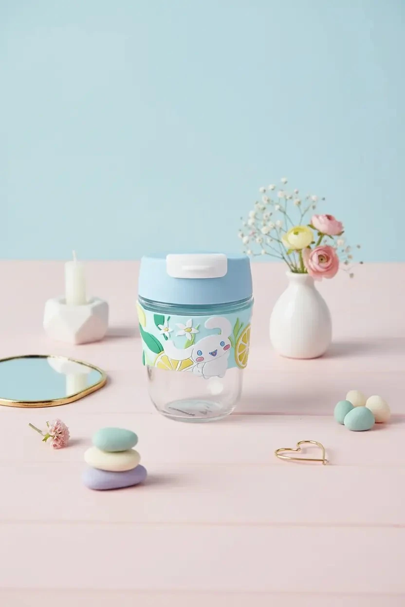 Sanrio Lisanslı Pipetli Mini Cam Şişe (350ml) - Cinnamoroll