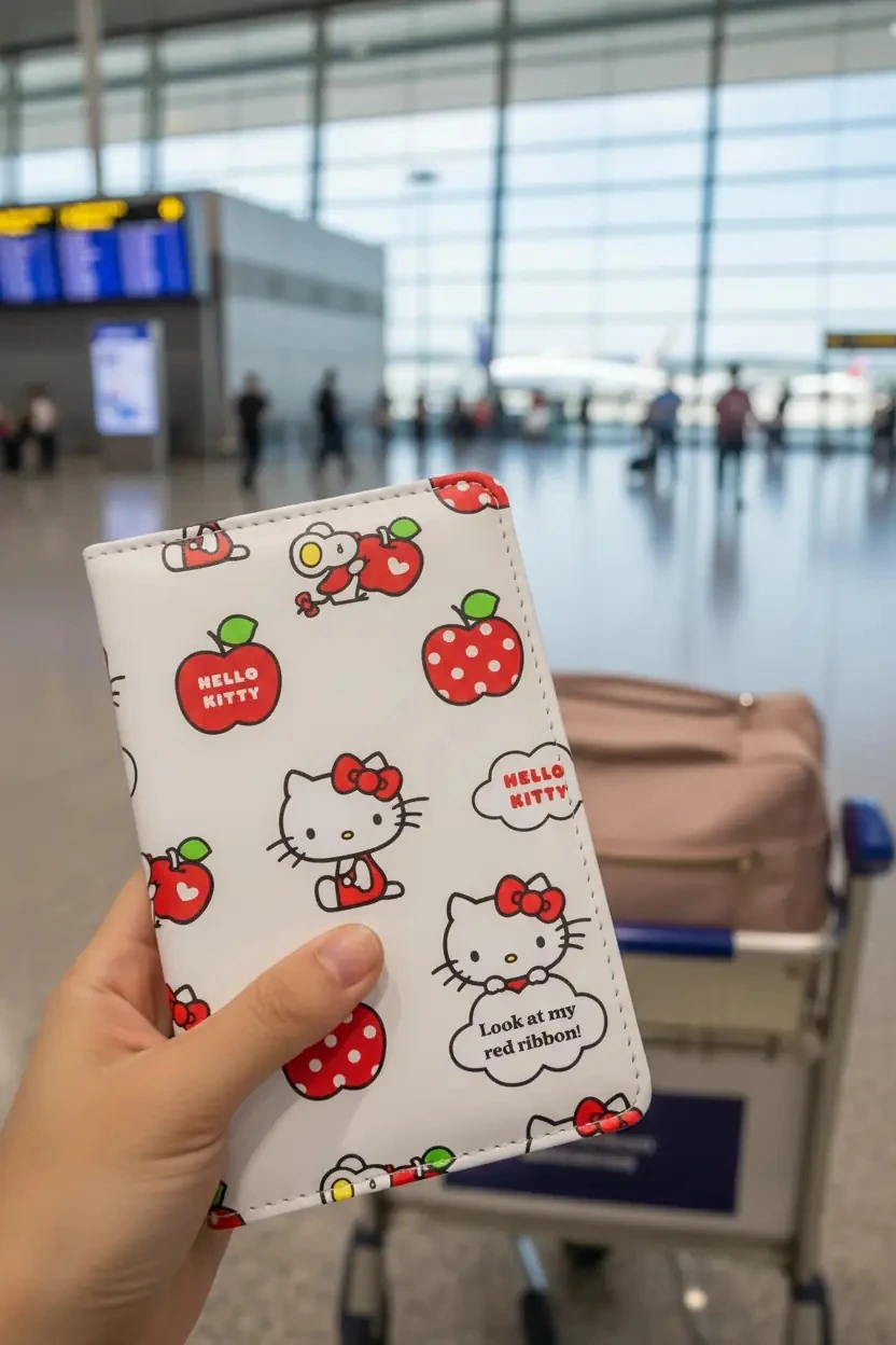Sanrio Lisanslı Hello Kitty Elma Serisi Pasaport Kılıfı