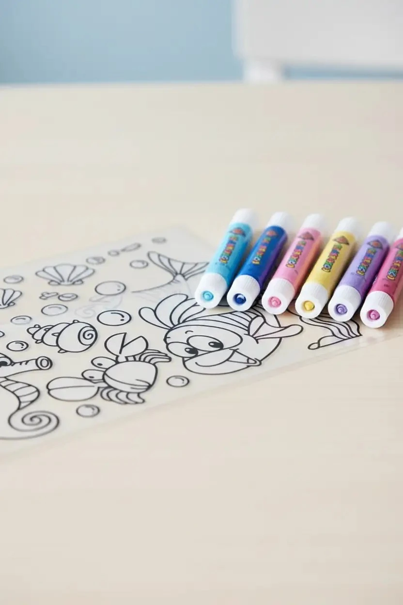 Amos Cam Boyama Seti Peelable Sticker – Çıkarılabilir Dekoratif Tasarım ve El Becerisi Seti