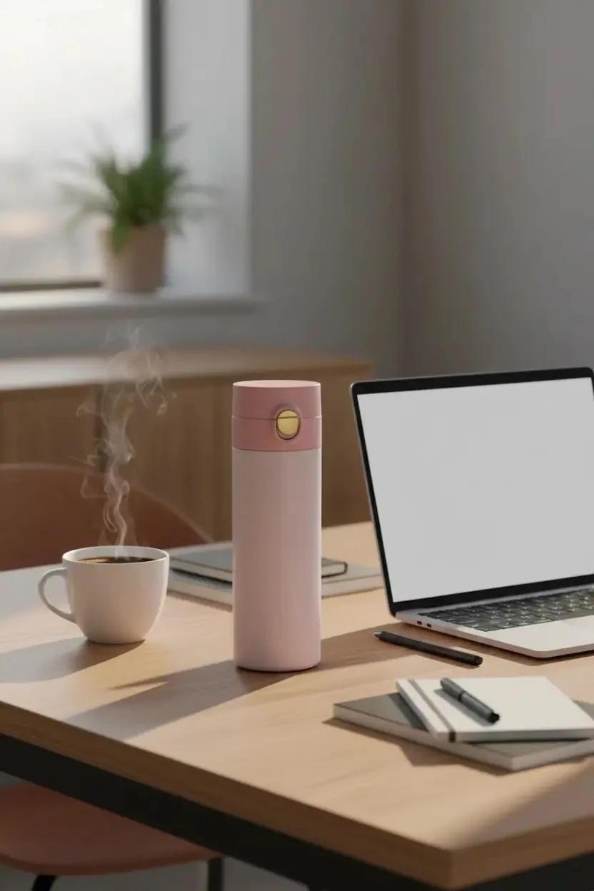 Miniso Lisanslı Flip Top Kapaklı Yalıtımlı Şişe 304 Çelik Kompakt Termos 200 mL Pembe