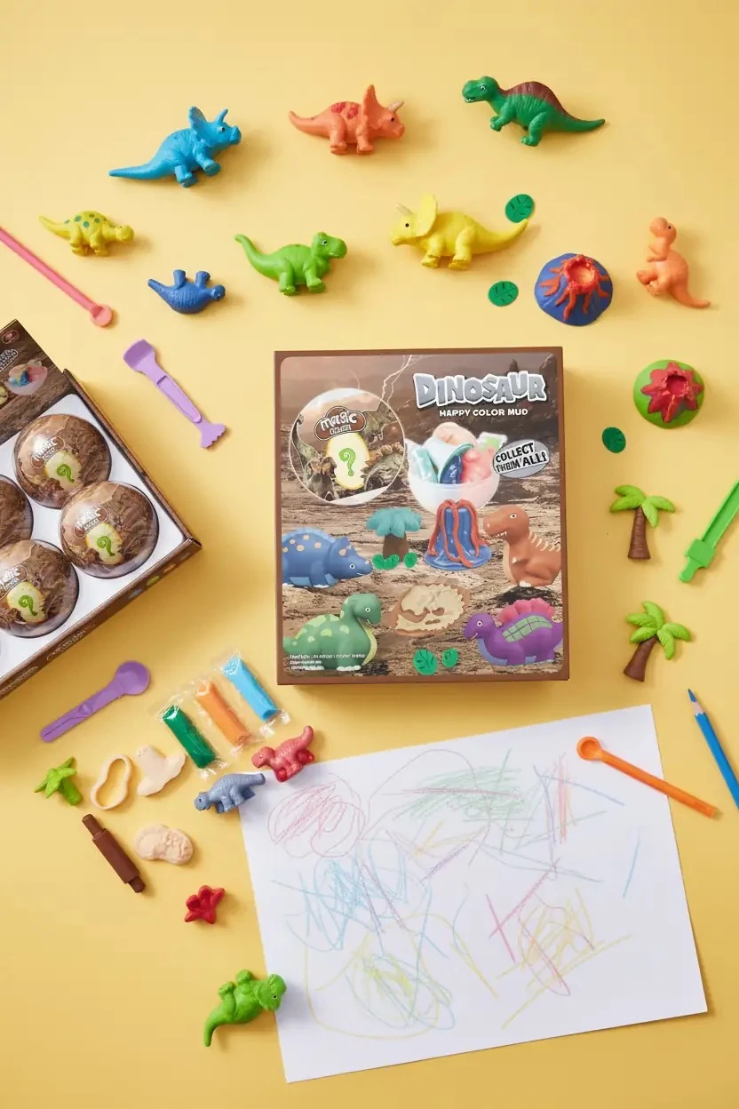 Miniso Lisanslı Dinozor Renkli Kil Blind Box – Sürpriz Top 10 Cm
