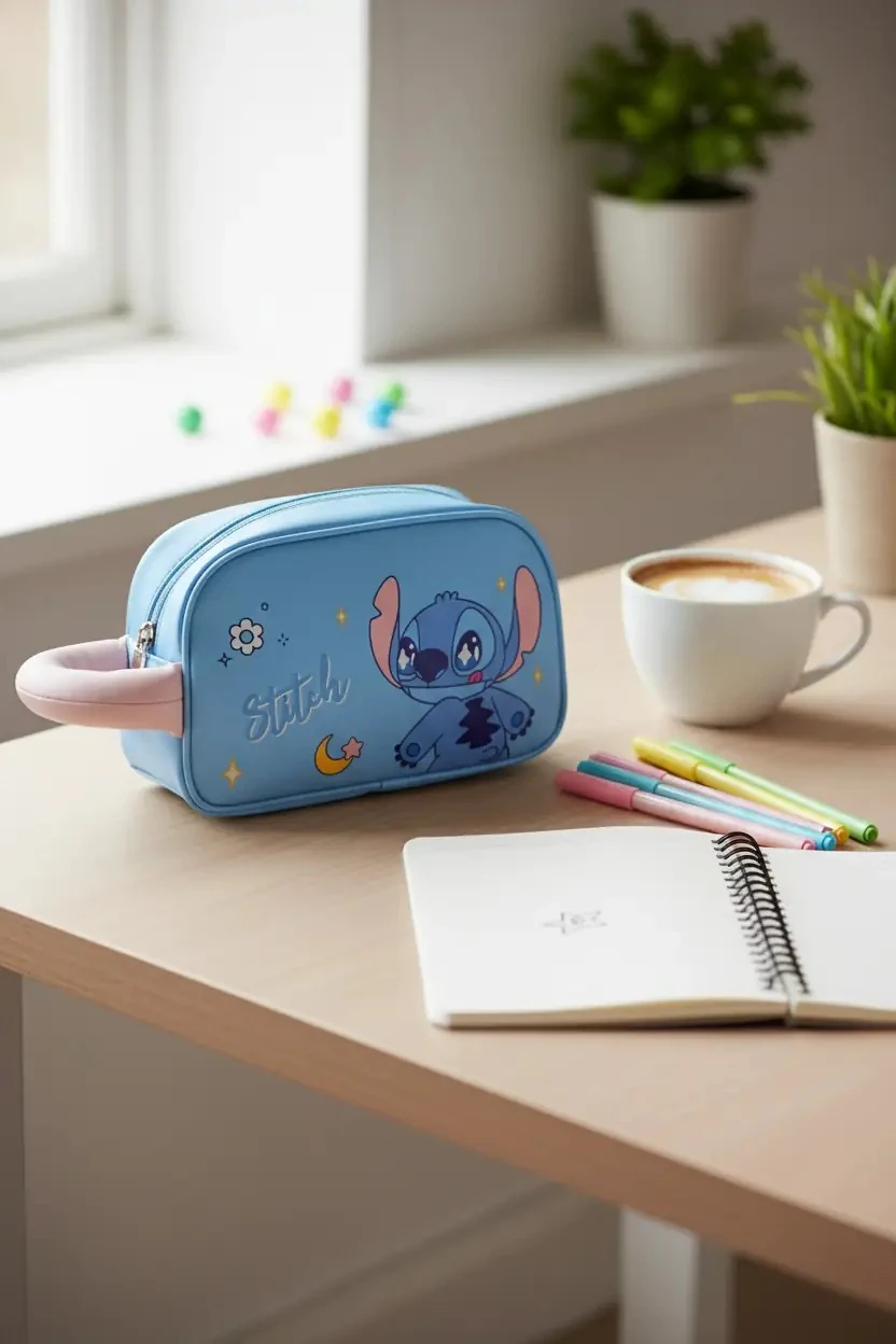 Disney Lisanslı Stitch Parti Serisi Kozmetik Çantası – Geniş İç Hacimli