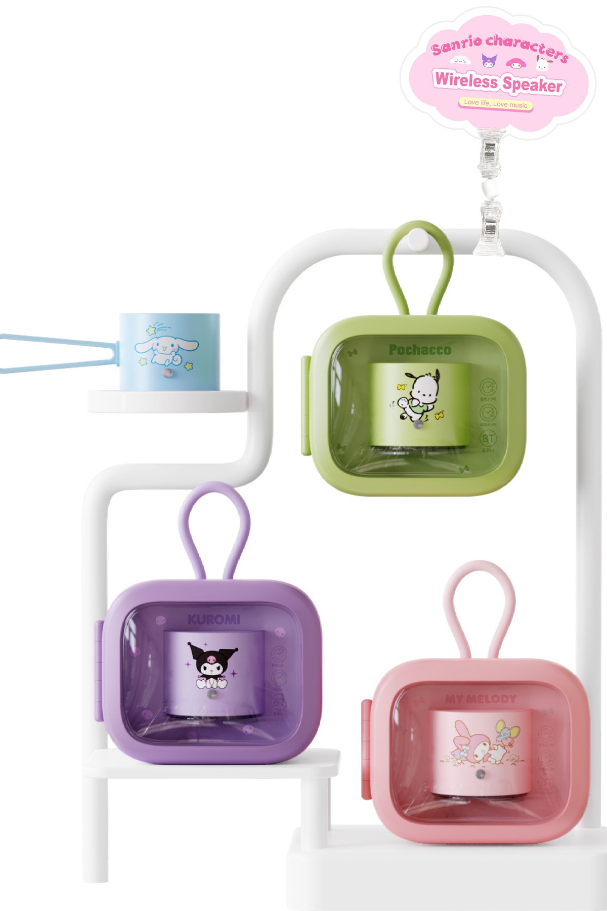Sanrio Lisanslı Cinnamoroll Taşınabilir Metal Kablosuz Hoparlör