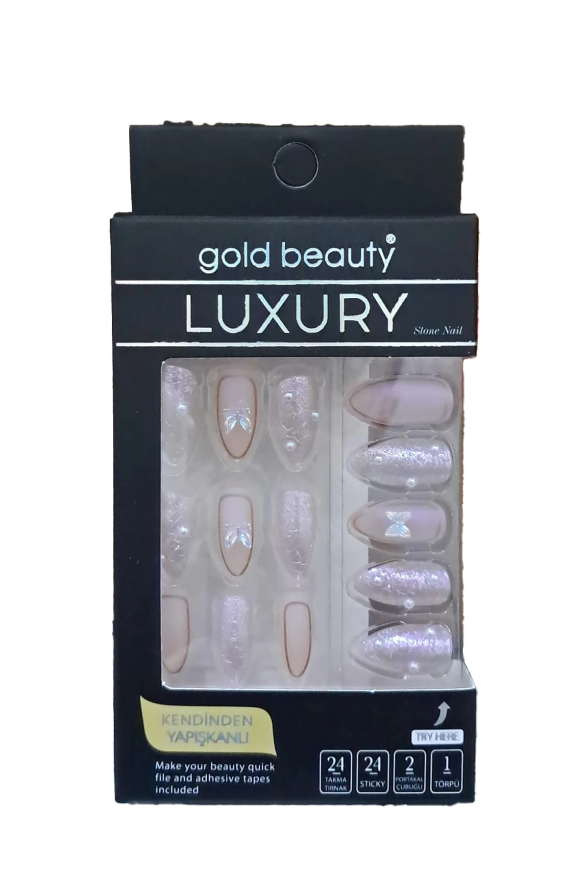 Gold Beauty Taşlı Takma Tırnak