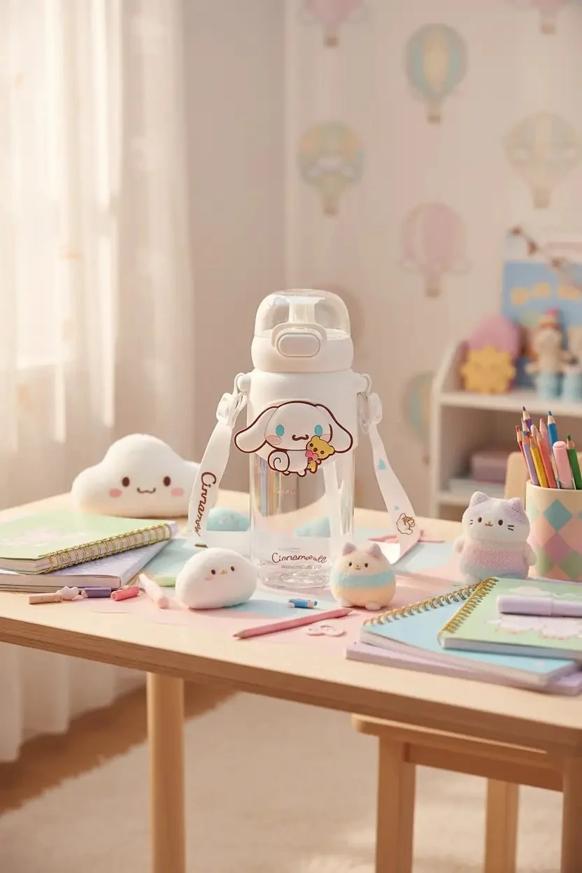 Sanrio Lisanslı Pipetli Kapaklı Suluk (600ml) - Cinnamoroll