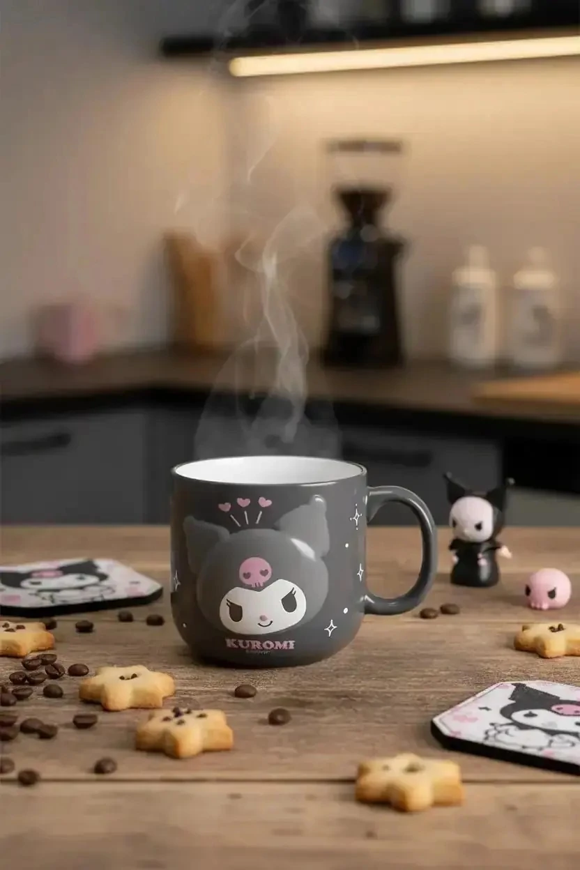 Sanrio Lisanslı Kuromi Kabartmalı Seramik Kupa - 450 ml