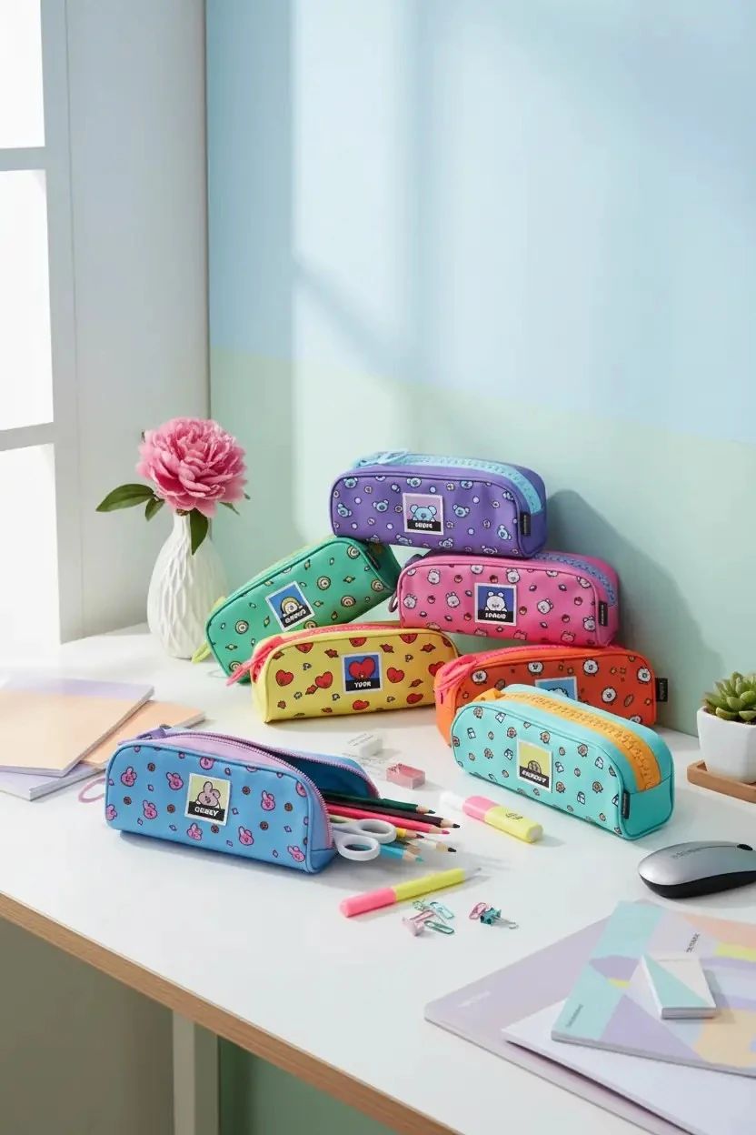 BT21 Lisanslı 21 Cm Büyük Fermuarlı Kalemlik – Geniş Hacimli 7 Farklı Model
