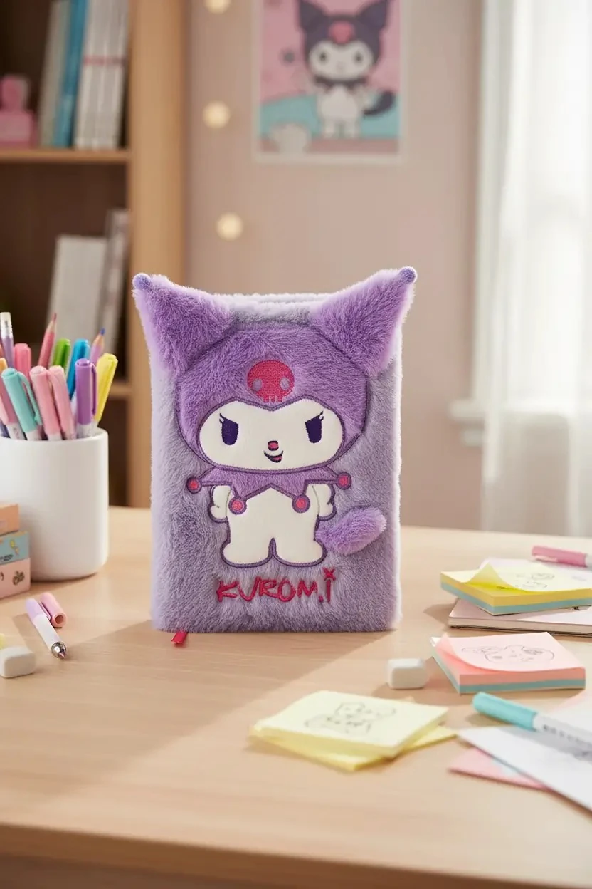 Sanrio Lisanslı Kuromi Koleksiyonu A5 3D Peluş Defter (80 Yaprak)