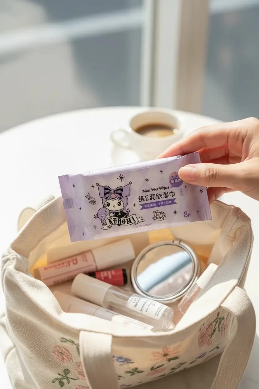 Sanrio Lisanslı Kuromi E Vitamini Nemlendirici Mini Mendil