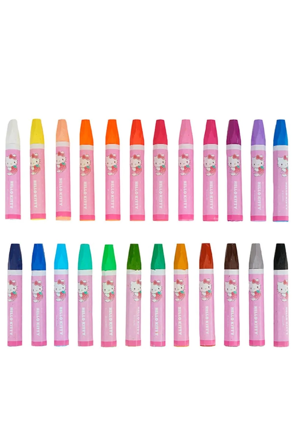 Sanrio Lisanslı Hello Kitty Çilek Serisi 24'lü Yağlı Pastel Boya Kalemi Seti