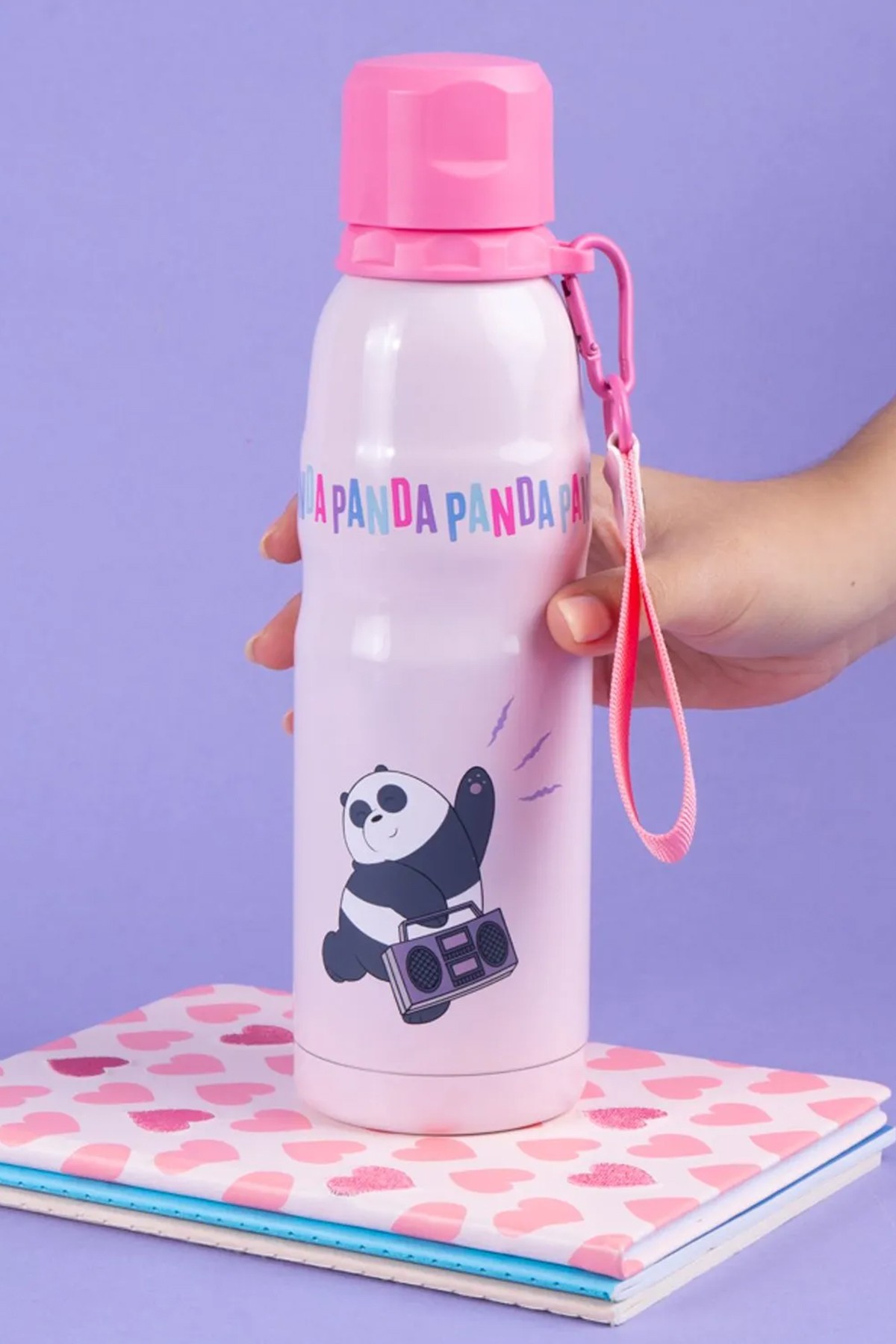 We Bare Bears Lisanslı Tutma İpli  Termos (600ml) - Panda