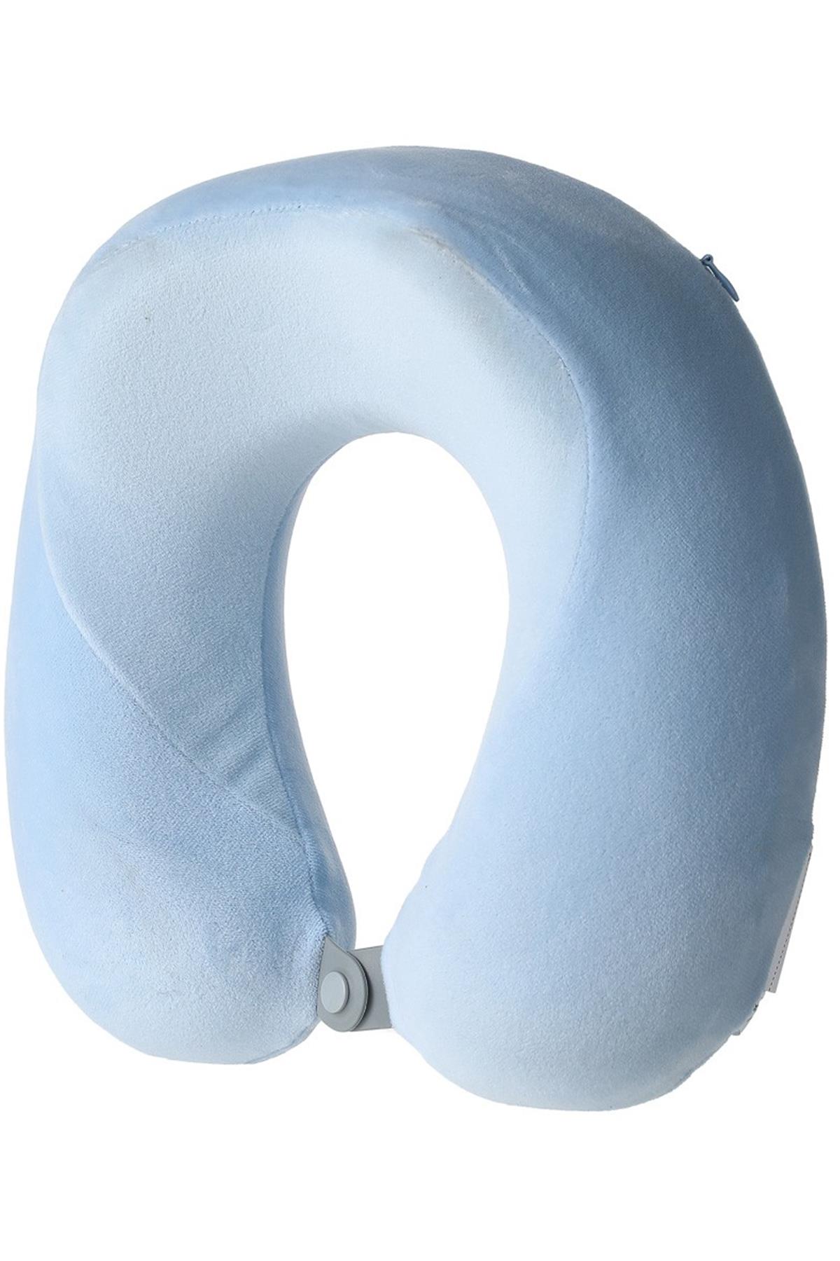 Çift Renkli Hafızalı Sünger Boyun Yastığı,Seyahat Yastığı - Mavi