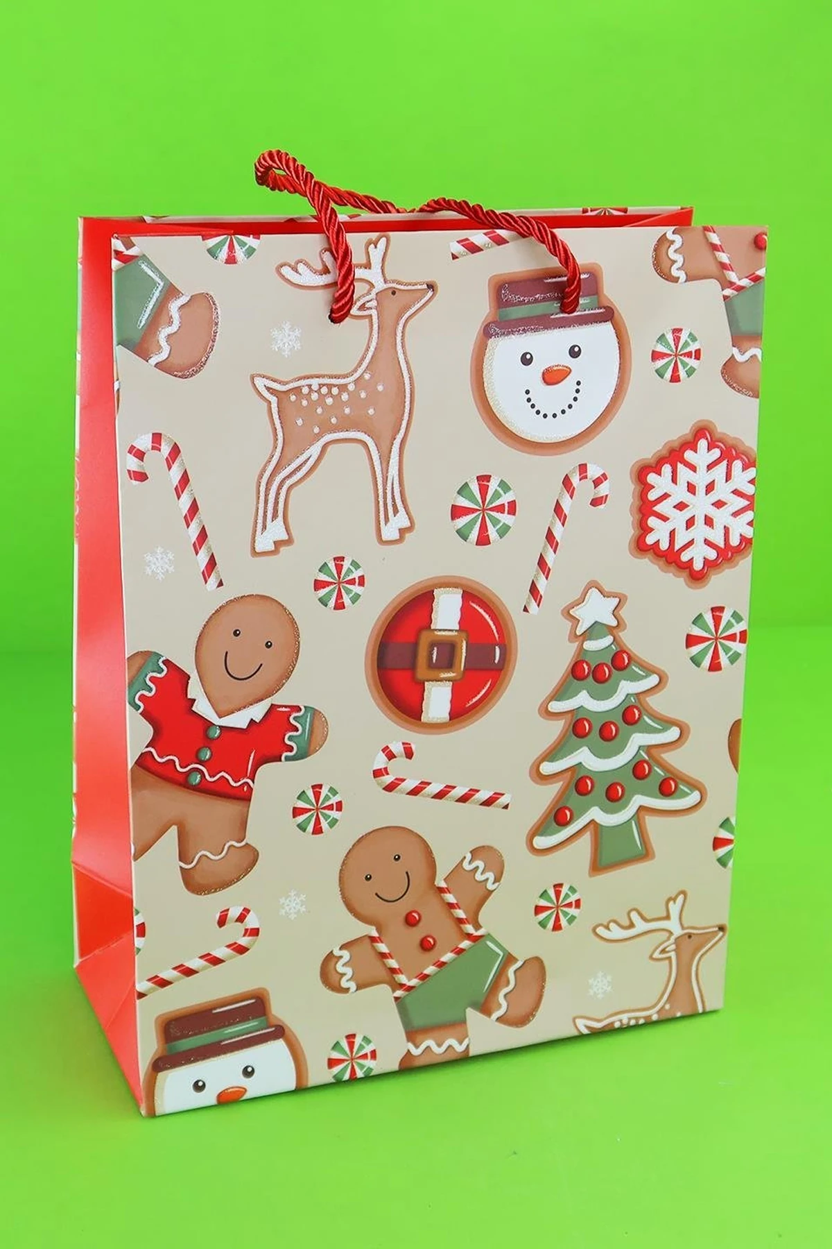 Yılbaşı Yıldızlı Karton Çanta 32x26Cm