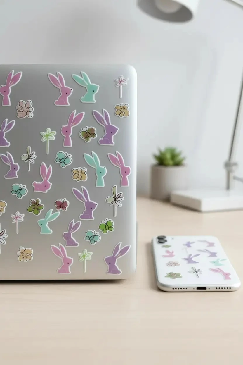 Kelebek ve Tavşan Tasarımlı Sticker