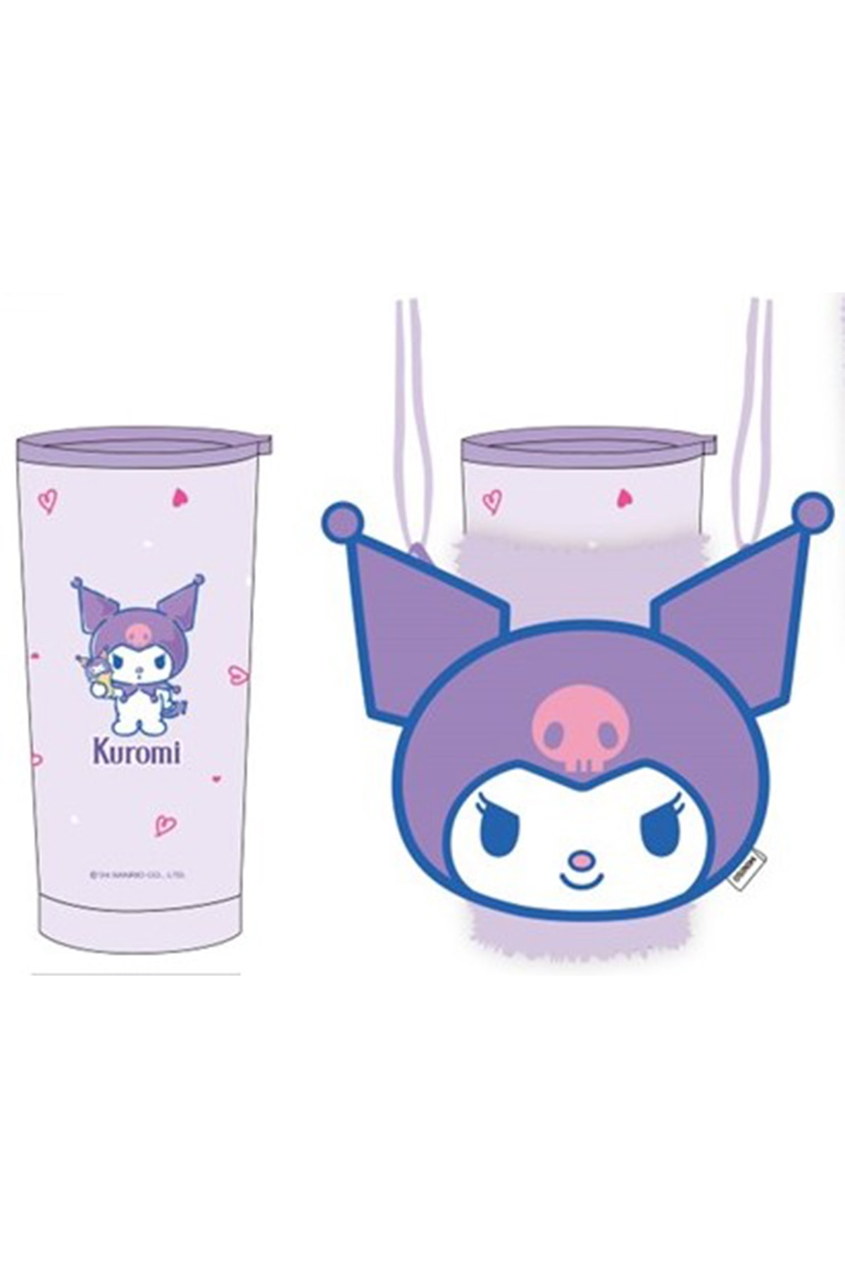 Sanrio Lisanslı Kuromi Paslanmaz Çelik Bardak (Dekoratif Kılıflı) 550 mL