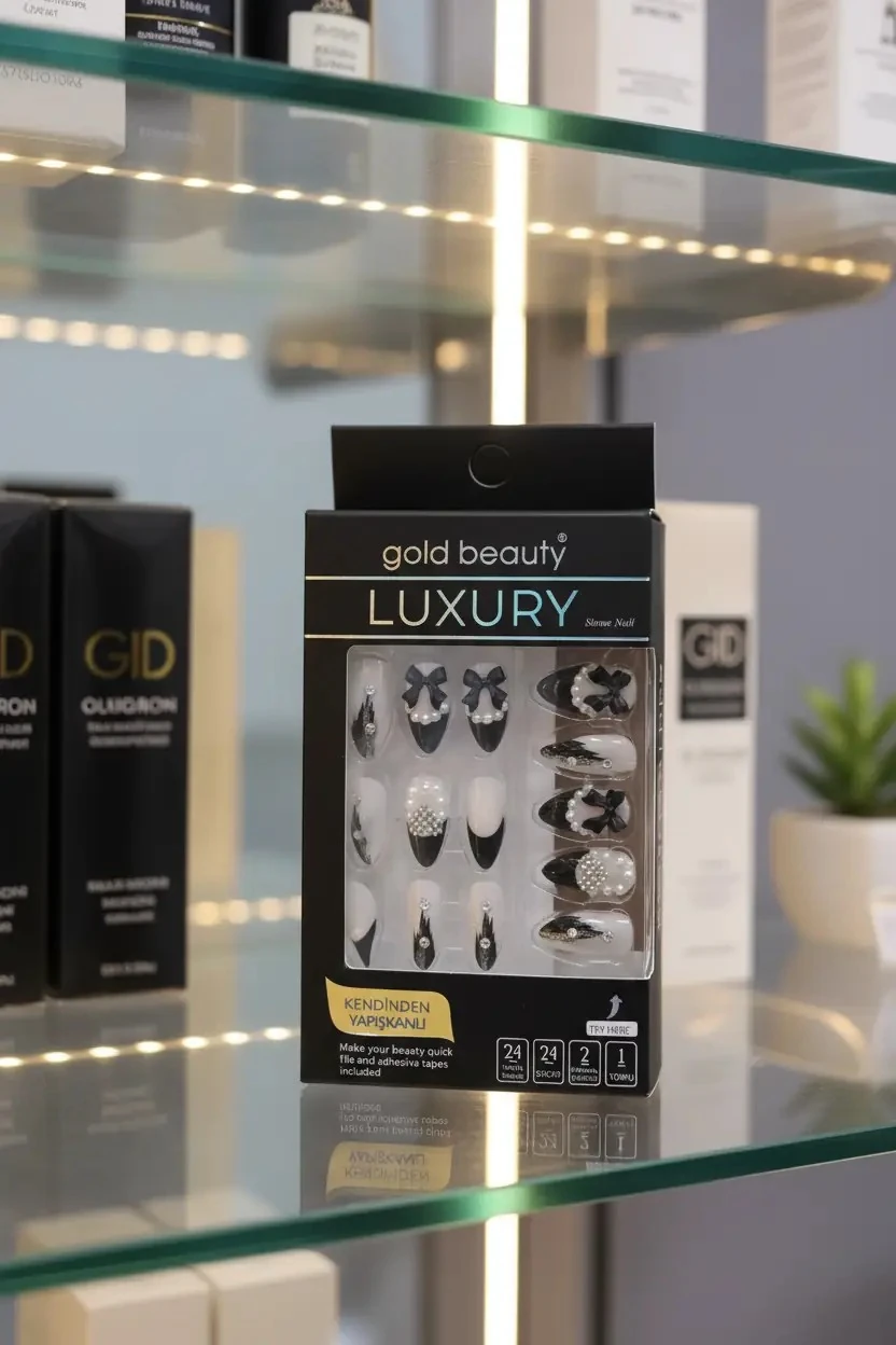 Gold Beauty Taşlı Takma Tırnak