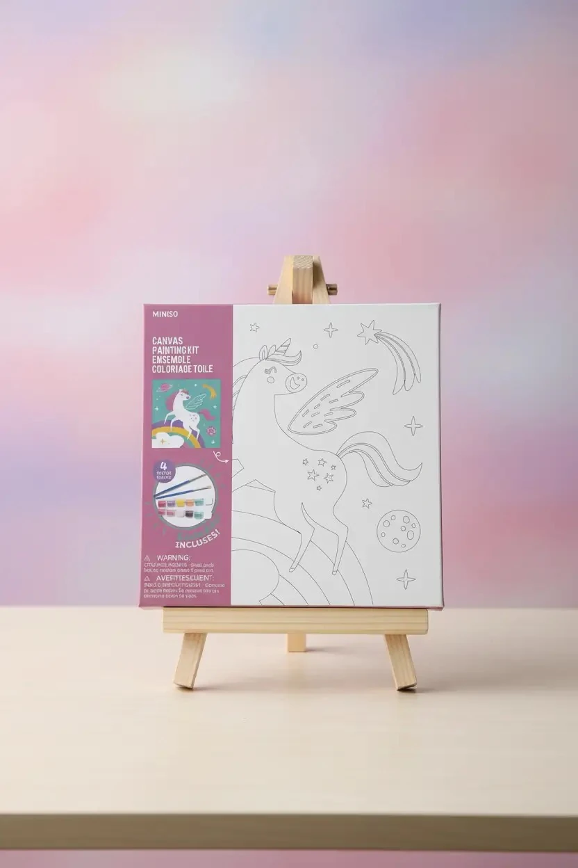 Miniso Lisanslı Unicorn Çerçeveli Boyama Seti 25x25 Cm – Akrilik Boyamalı