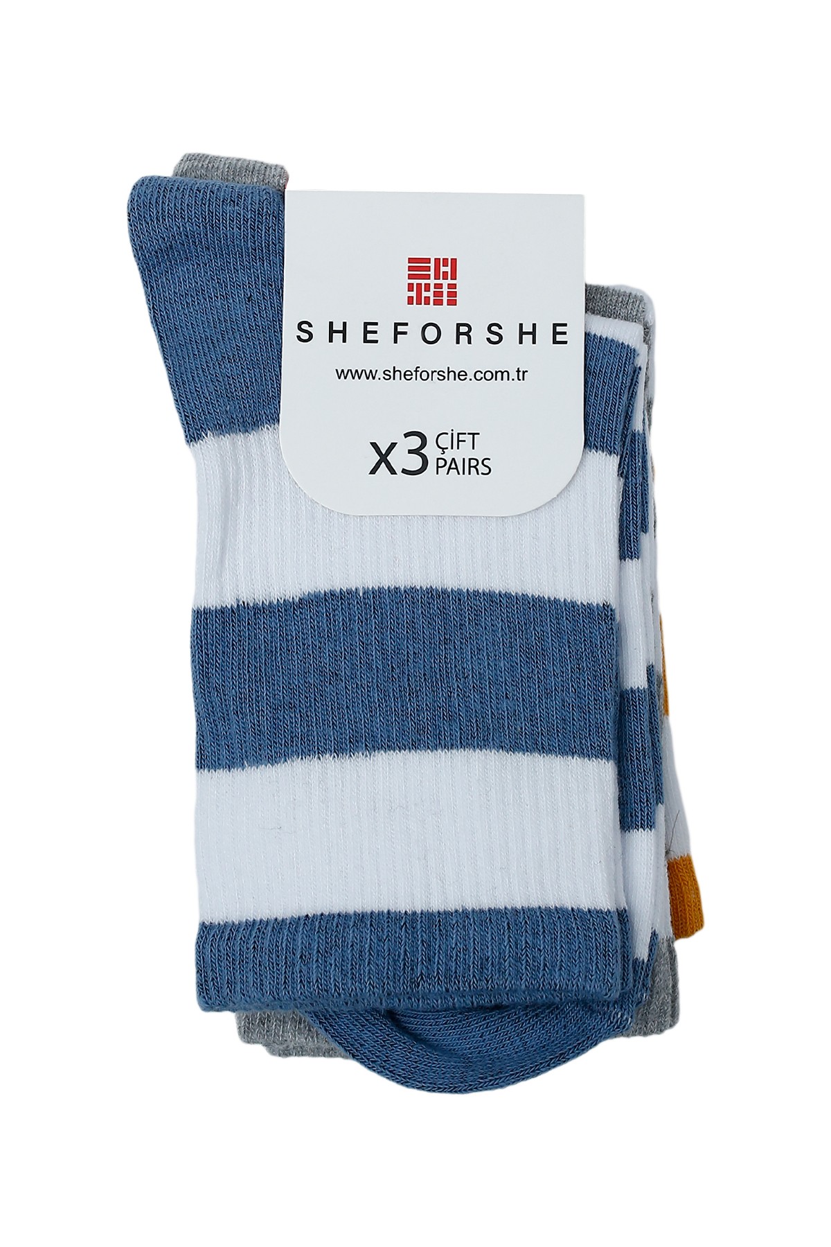 Sheforshe SS23 3'Lü Kalın Çemberli Tenis Unisex Çorap / Renkli 35-40