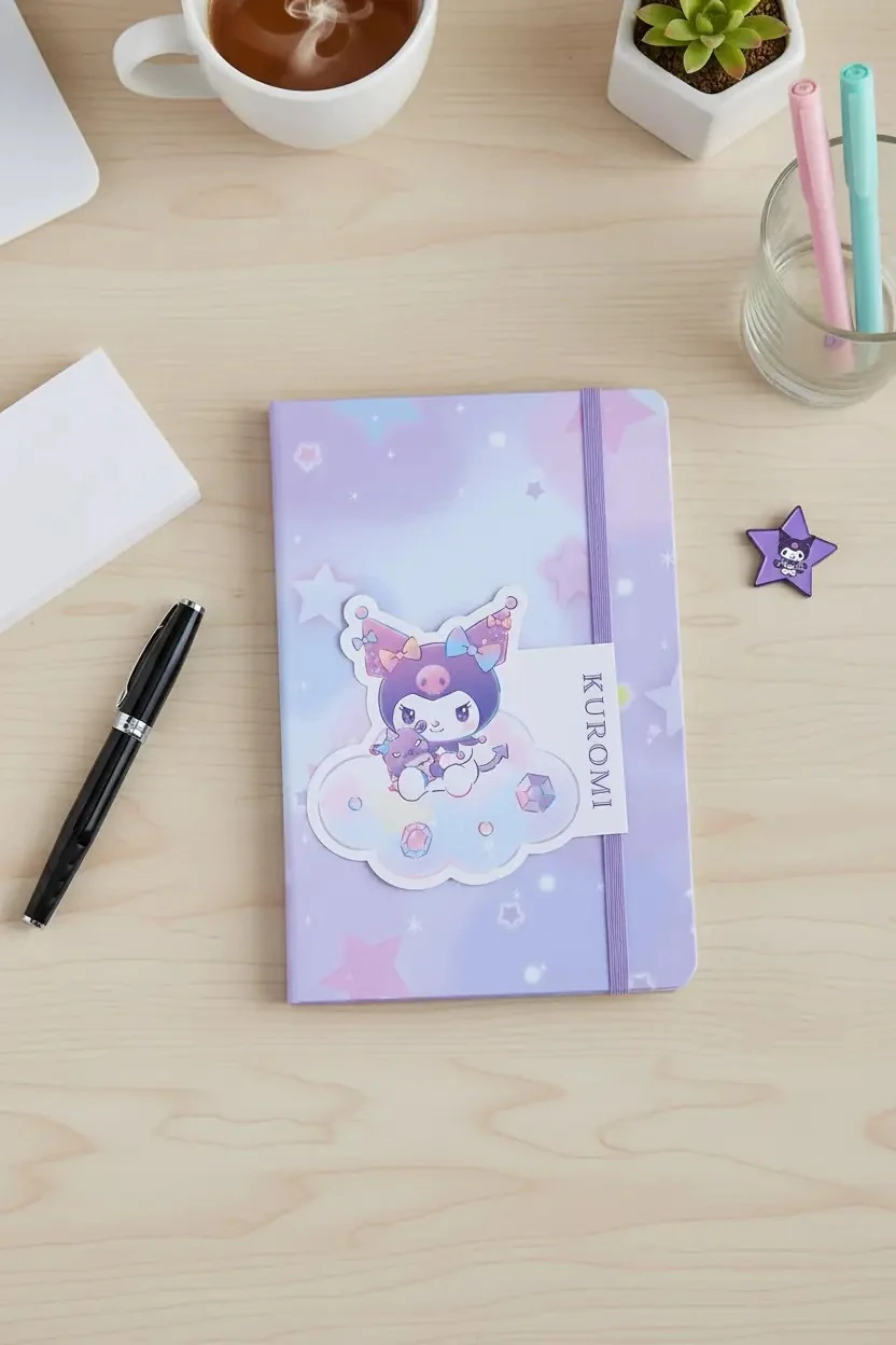 Sanrio Lisanslı Kuromi A5 Lastikli Ciltli Defter 80 Yaprak 14 CM
