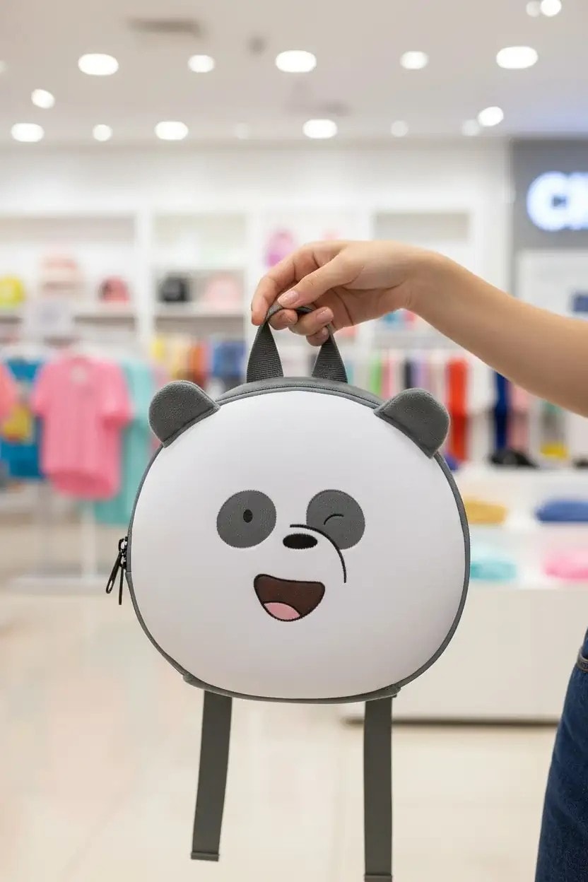 We Bare Bears Lisanslı Yuvarlak Sırt Çantası - Panda 20 Cm