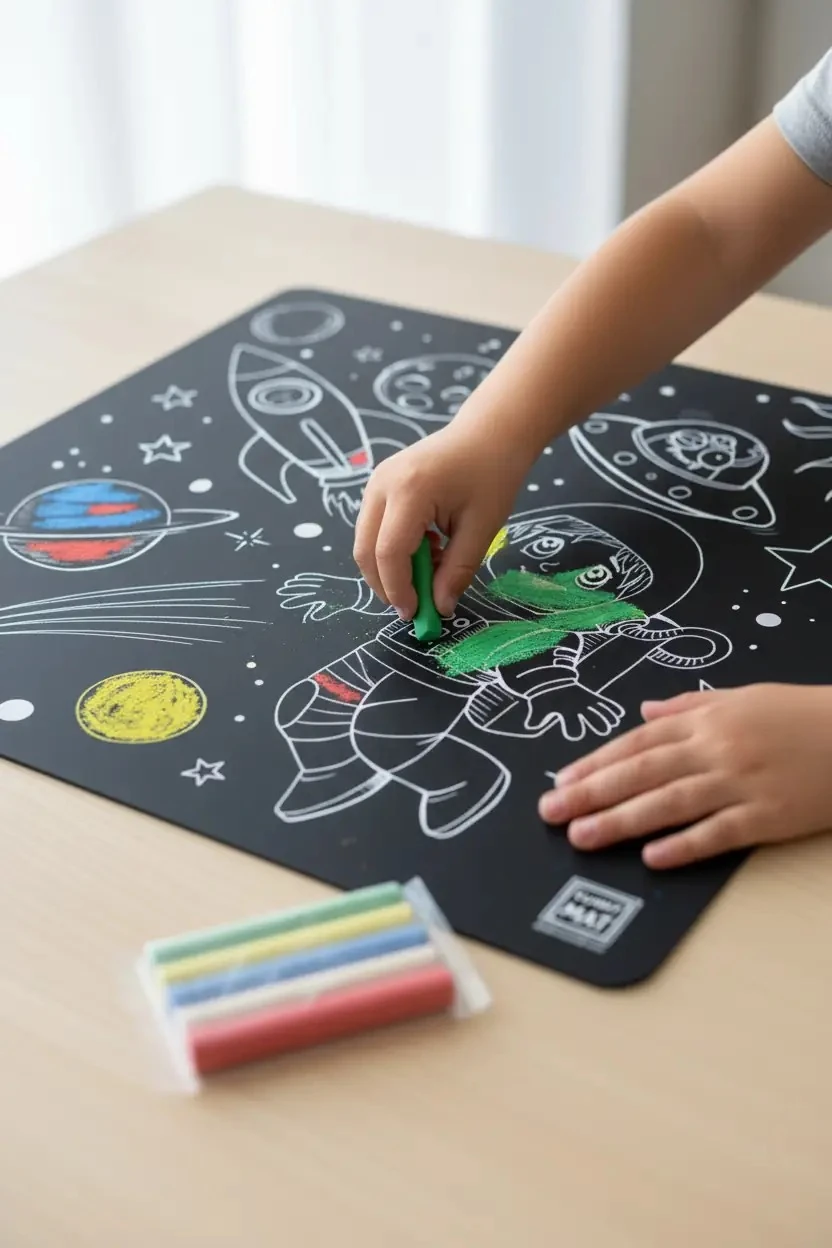 Akademi Çocuk Funny Mat Siyah Uzay – 40x40 cm Silinebilir Aktivite Matı