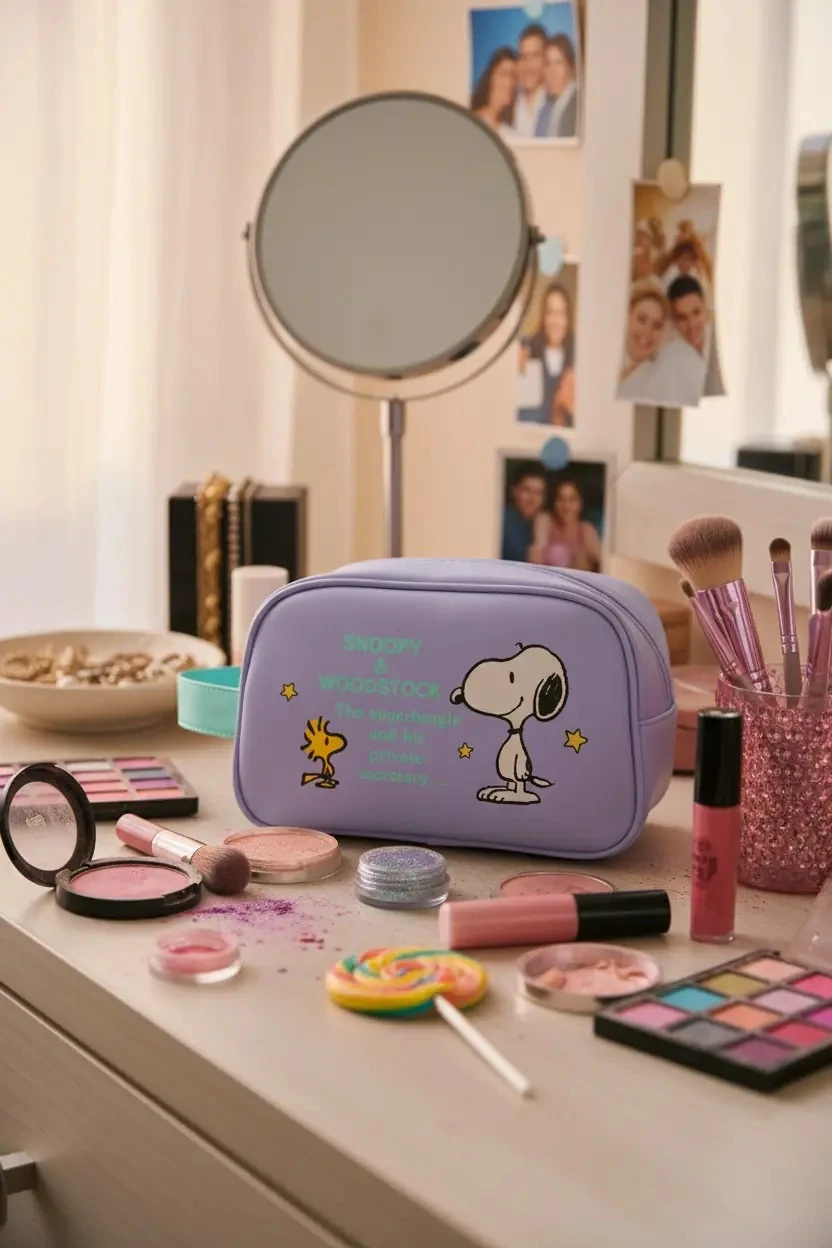 Snoopy Lisanslı Vintage Serisi Kontrast Kozmetik Çantası