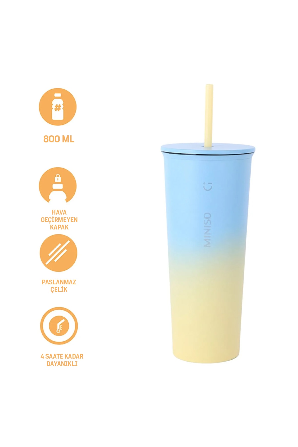 Gradyan Serisi Pipetli Çelik Suluk Termos (800Ml) (Outlet)