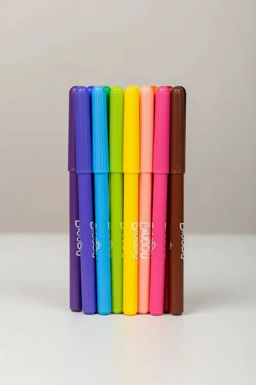 Bu-Bu Keçeli Kalem Seti 12 Renk – Canlı ve Pürüzsüz Çizim Deneyimi (14 Cm)