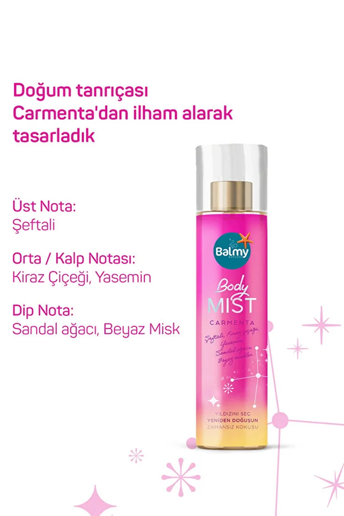 Balmy Carmen Vücut Sprey Şeftali-Sandal Ağacı-Beyazmisk 200ml