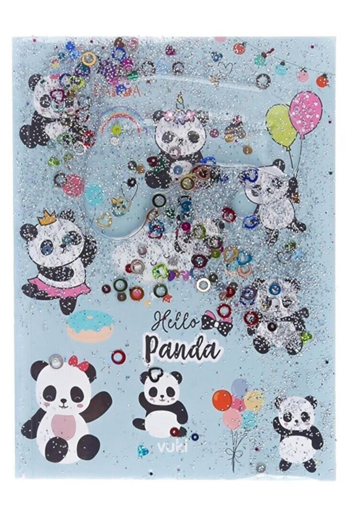 Eğlenceli Panda Dünyası Simli Ve Sulu Kapaklı Defter - A5