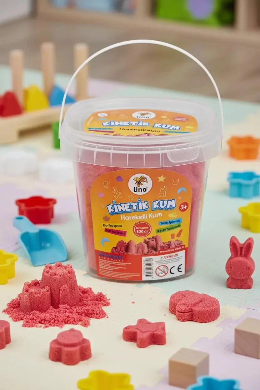 Lino Kinetik Kum 500 Gr – Kırmızı İle Eğlenceli Ve Yaratıcı Oyun