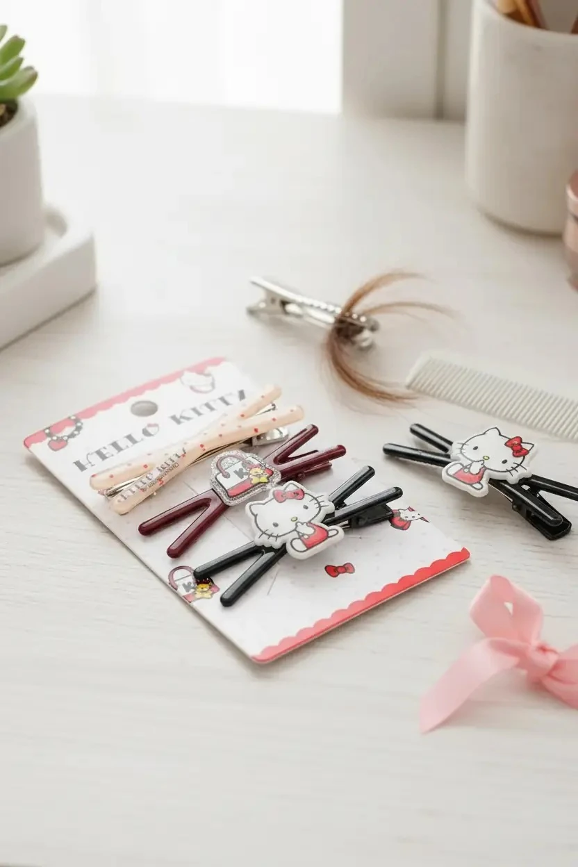Sanrio Lisanslı Hello Kitty Saç Tokaları (3 adet)
