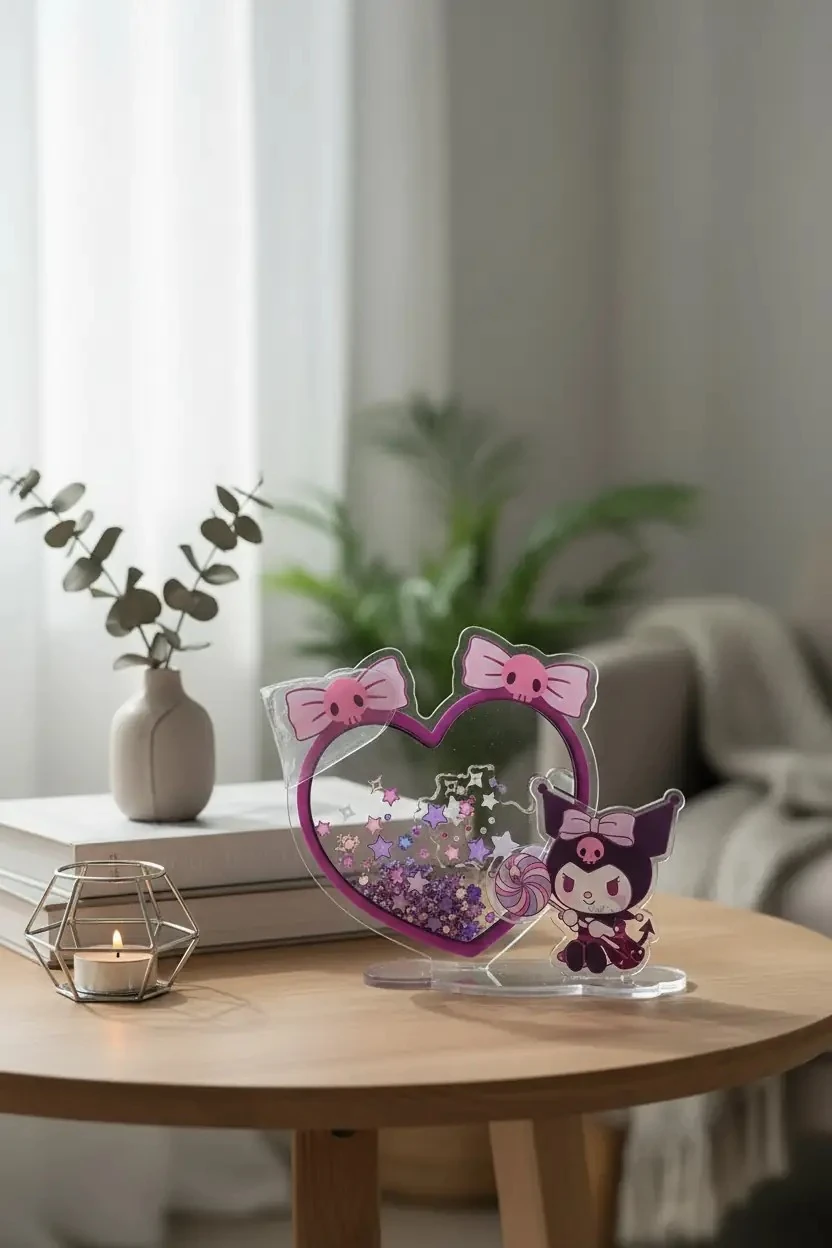 Sanrio Lisanslı Kuromi Kendin Yap Aynalı Masa Süsü – Dekoratif Akrilik Masa Aksesuarı 10 Cm